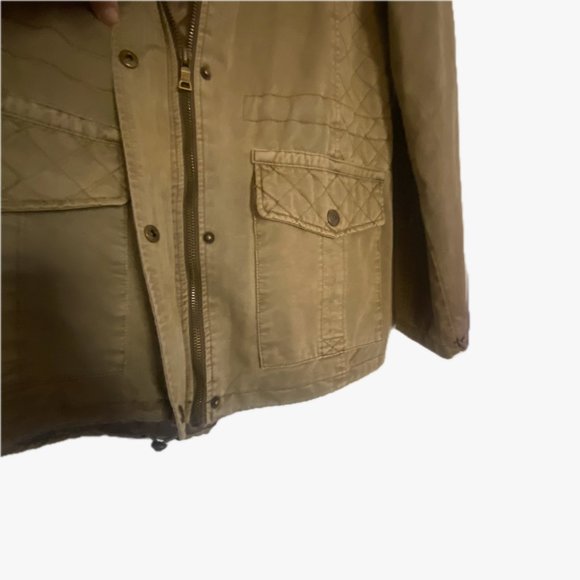 😊Guess Army Style Utility Jacket Cotton Chore Coat Zip Snap Hood Pockets Size M - Picture 5 of 16